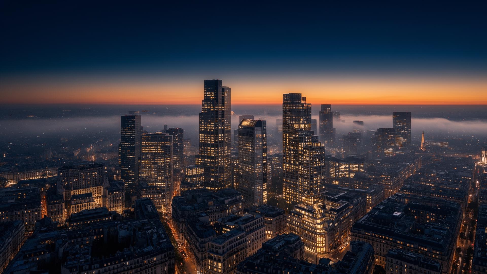 Zuidas office towers at dusk
